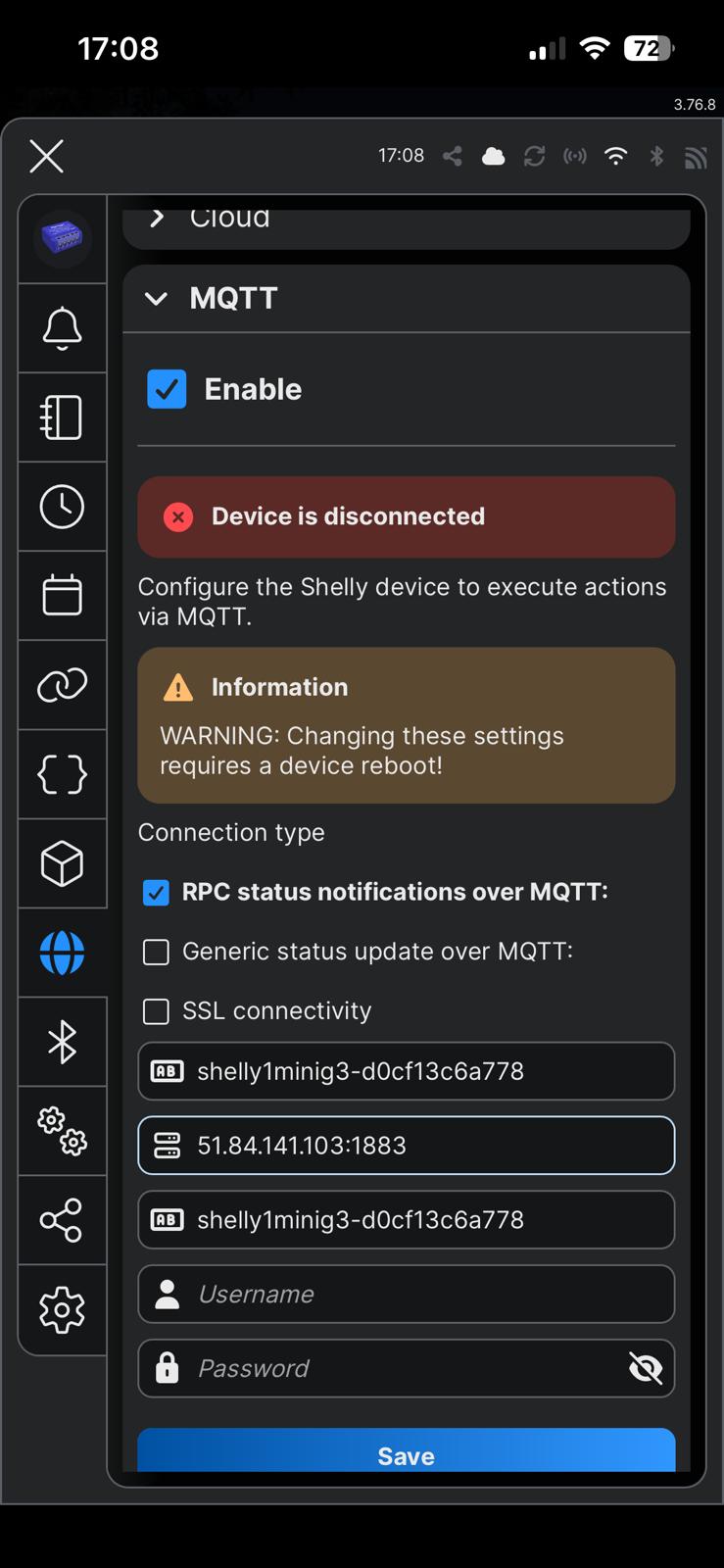 MQTT configuration